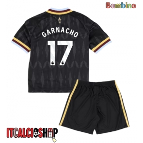 Aston Villa Alejandro Garnacho #17 Seconda Maglia Bambino 2026-27 Manica Corta (+ Pantaloni corti)